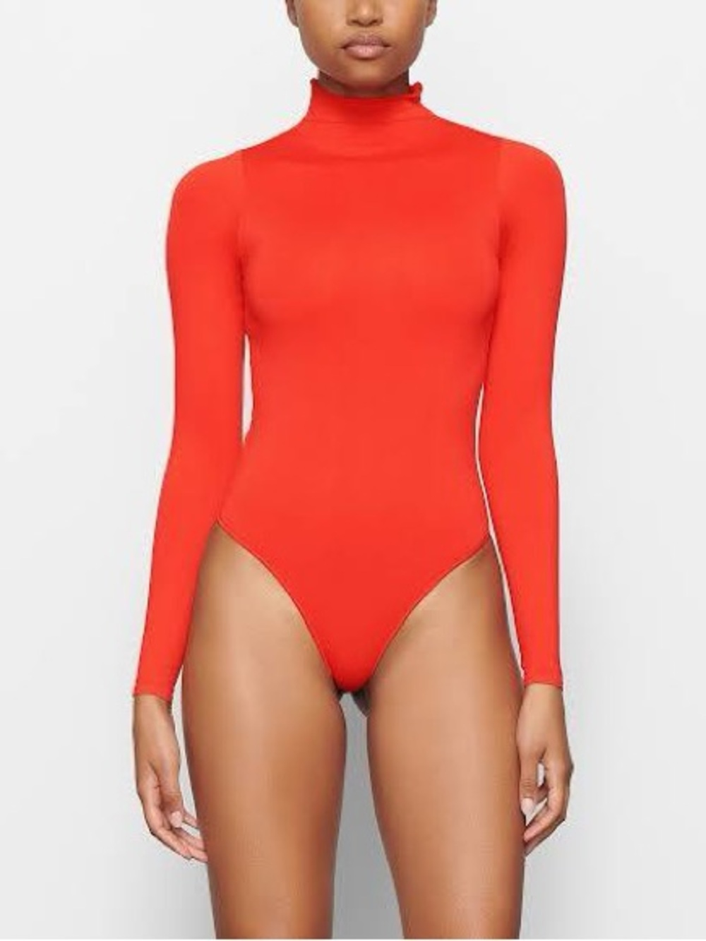 SKIMS Essential Mock Neck Long Sleeve Bodysuit NWT S/M MSRP $78 Red